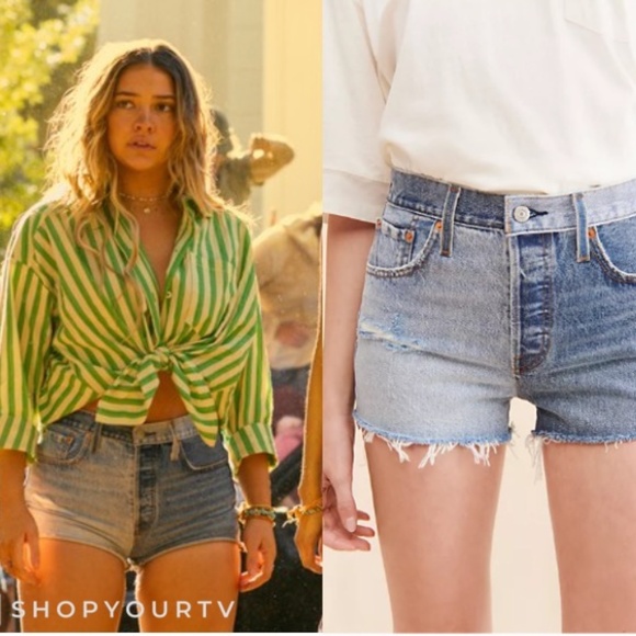 Levi 501 TWO-TONE High-Rise Button Fly shorts ASO Sarah Cameron in Outer Banks - Picture 1 of 6